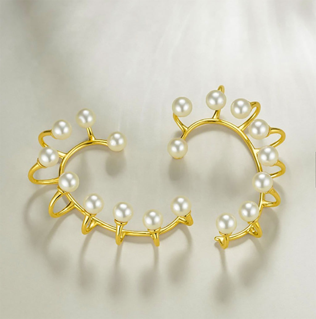 Pearl Gold Clip Earrings