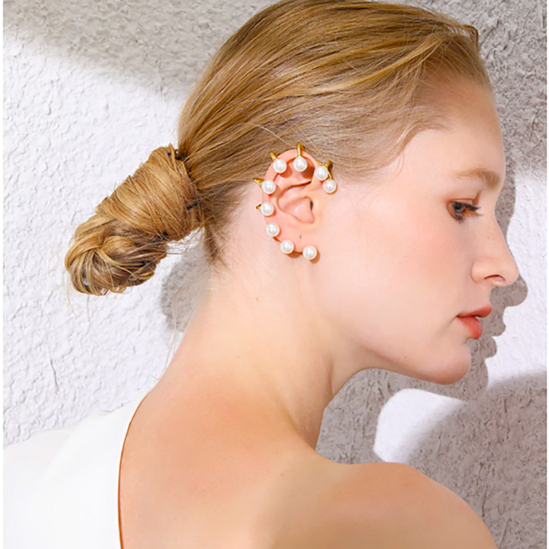 Pearl Gold Clip Earrings