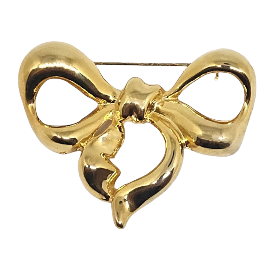 Vintage Gold Plated New York Ribbon Bow Brooch Pin/Brooch