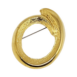 Bold Modern Gold Tone Circle Vintage Brooch Pin