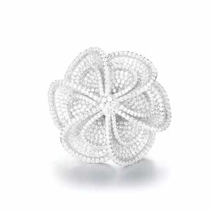 Blossoming White Gold Flower Pave Ring