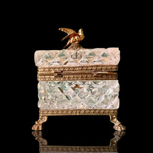 Magnificent 19th Century French Diamond Cut Crystal Gilted