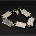 Vintage Sterling Silver Unisex Turquoise Panel Link Bracelet - 49.5g