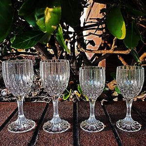 Gorgeous Cristal D' Arques Durand Garanti 4oz 8oz Crystal Wine Vintage Glasses Weighted Faceted Stemware