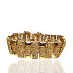 Monet Nugget Wide Chunky Gold Plated Vintage 80s Bracelet