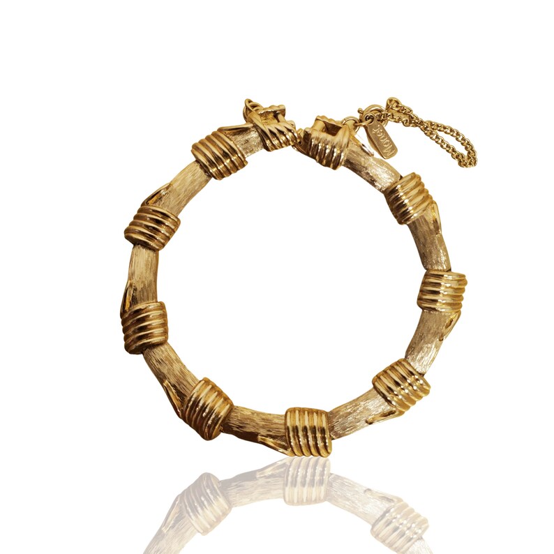 Monet Textured Satin High Polish Finish Gold Plated Vintage Bracelet
