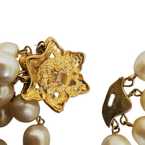 Statement French Baroque Pearl Gold Plated 4-Strand Vintage Necklace