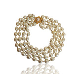 Statement French Baroque Pearl Gold Plated 4-Strand Vintage Necklace