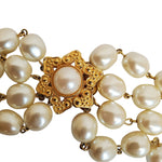 Statement French Baroque Pearl Gold Plated 4-Strand Vintage Necklace