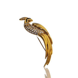 Monet Figural Bird of Paradise Pave Crystals Pin Brooch
