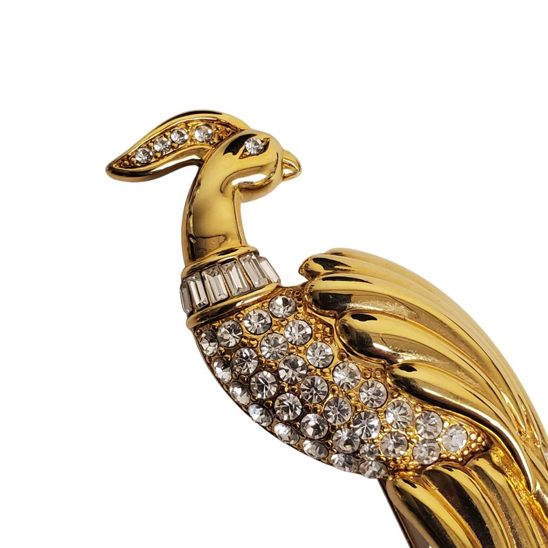 Monet Figural Bird of Paradise Pave Crystals Pin Brooch