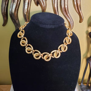 Anne Klein Infinity Preztel Twist Link Brushed Gold Plated Necklace