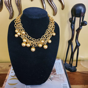 ANNE KLEIN Dangle Charm 5 Chain Gold Plated Necklace