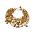 ANNE KLEIN Dangle Charm 5 Chain Gold Plated Necklace