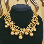 ANNE KLEIN Dangle Charm 5 Chain Gold Plated Necklace