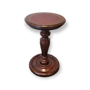 BOMBAY Company Wine Burgundy Leather Top Plant Mahogany Stand Side Table
