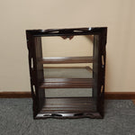 Beautiful Detailed Apothecary Shadow Box Mirror Curio Dark Wood Shelf Vintage Cabinet Display Case