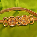 ACCESSOCRAFT NYC Gold Tone Omega Coil Chain Bow Belt S-M