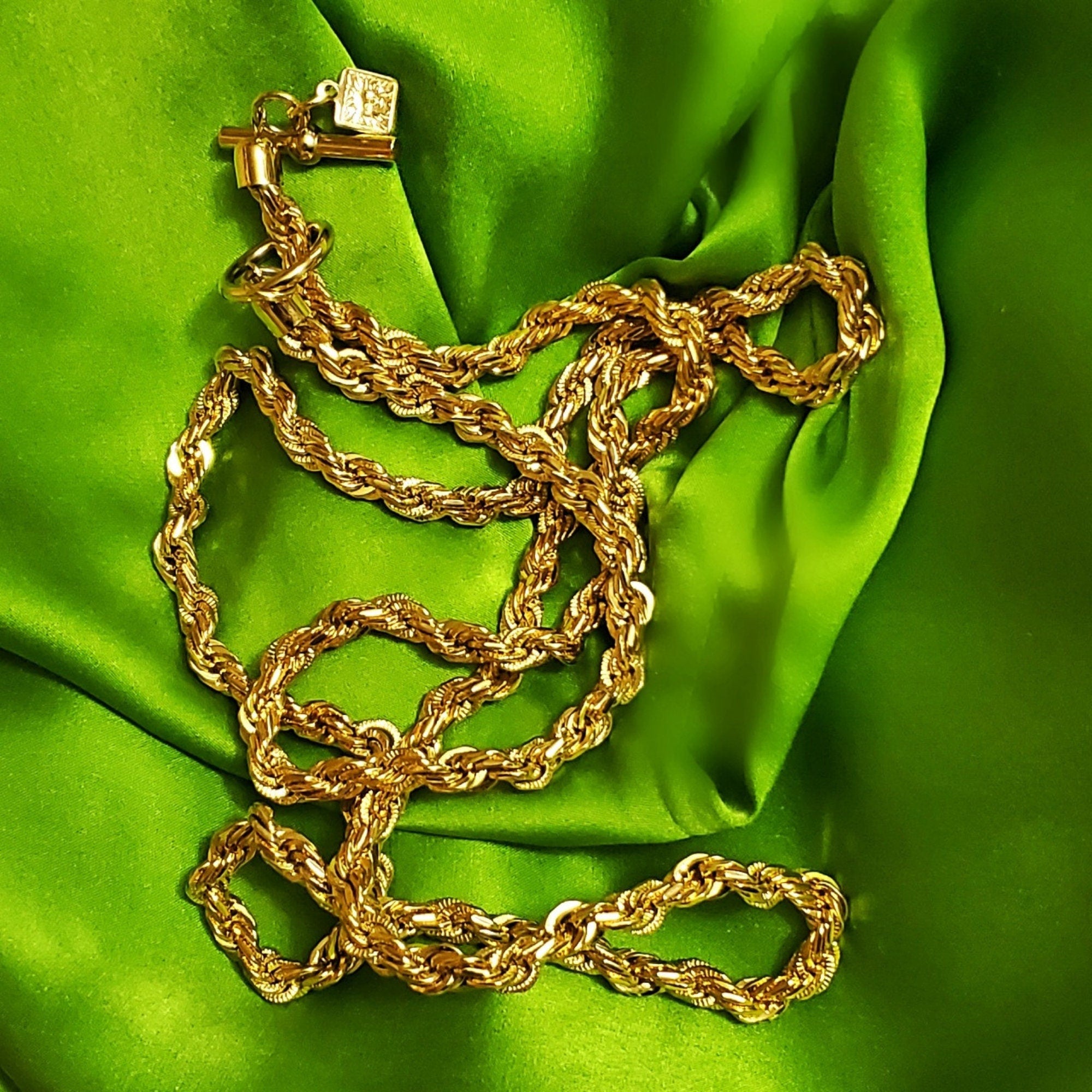 ANNE KLEIN 34" Gold Plated ROPE Long Chain Vintage Necklace
