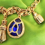Moghul Lucite Fob Gold Plate Link Vintage Necklace, Couture, Runway Necklace