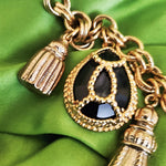 Moghul Lucite Fob Gold Plate Link Vintage Necklace, Couture, Runway Necklace