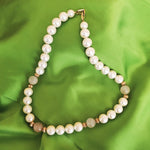 Napier Genuine Pink Rose Quartz Pearl Gold Plated Vintage Necklace