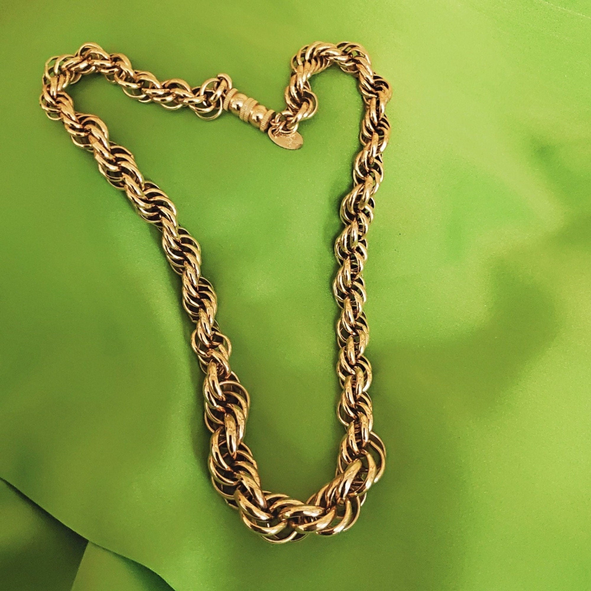 Ben Anum Graduated Rope Gold Plated Chain Vintage Necklace
