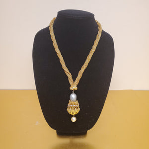 Stunning Miriam Haskell Mesh Twisted Rope Chain Large Baroque Pendant Necklace