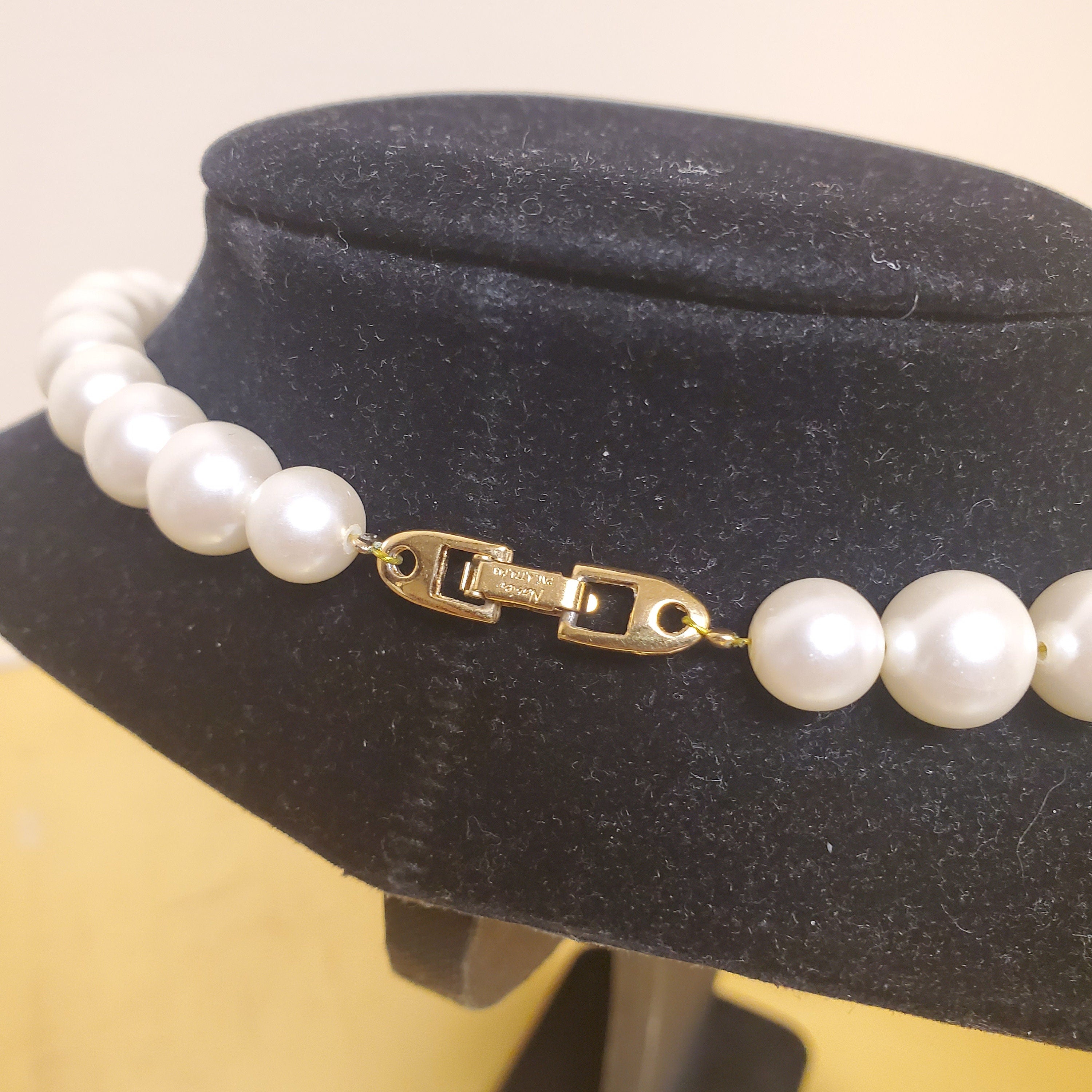Napier Genuine Pink Rose Quartz Pearl Gold Plated Vintage Necklace