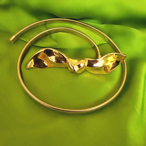 ACCESSOCRAFT NYC Gold Tone Omega Coil Chain Bow Belt S-M