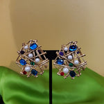 Rare CRAFT Huge Matte Gold Tone Pearl Jeweled Statement Runway Couture Clip On Earrings