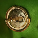Large MONET Milk Glass Gold Tone Button Clip On Earrings