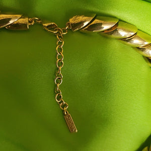 Napier Textured High Polished Gold Tone Link Choker Necklace