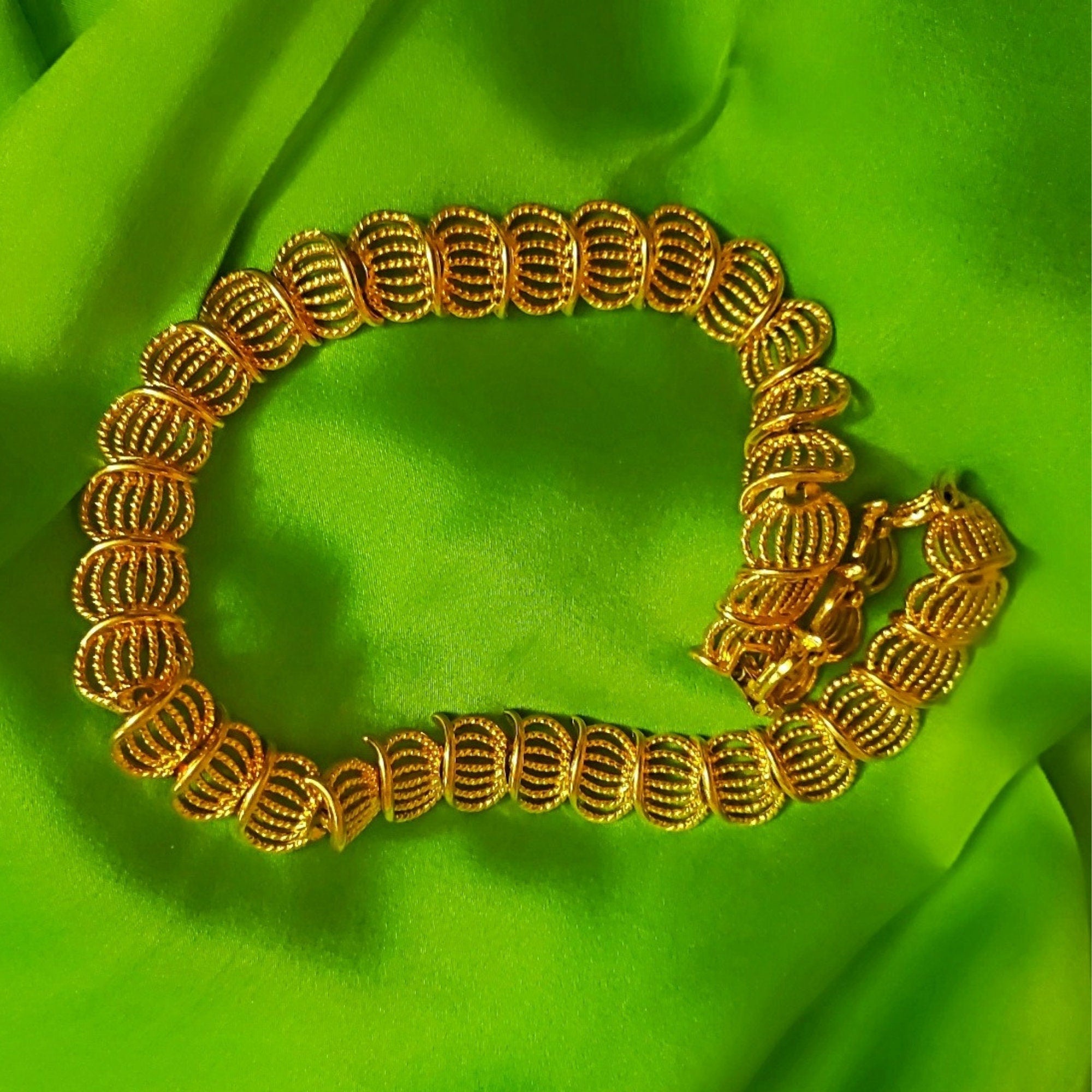 Napier Filigree Articulated Textured Gold Tone Link Choker Necklace
