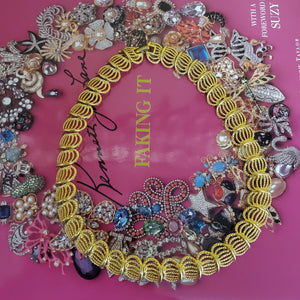 Napier Filigree Articulated Textured Gold Tone Link Choker Necklace