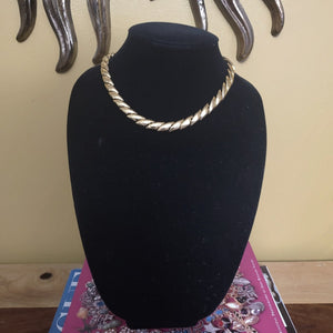 Napier Textured High Polished Gold Tone Link Choker Necklace