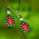 Art Deco Style Coral Crystal Vintage Style Earrings