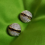 Stunning Unsigned Dior Sapphire Pave Rhinestones Gold Plated Christian Dior Clip On Earrings