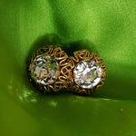 Beautiful SANDOR Filigree Prong Set Large Diamante Gold Plate Clip On earrings