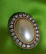 Large Faux Pearl Rhinestone Stud Gold Tone Clip On Earrings Bride Earrings Bridesmaid Wedding Jewelry