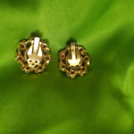 FLORENZA Faux Amber Antique Gold Clip On Statement Victorian Style Earrings