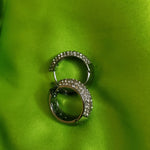 BRIGHTON Hematite Black Clear Pave Crystals Hoops, Brides Earrings, Wedding