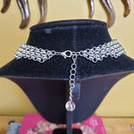Gorgeous Chainmail Silvertone Drop Dangle Lucite Choker Statement Necklace