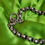 Outstanding Gerard Yosca Starburst Onyx Silvertone Pendant Thick Rolo Chain
