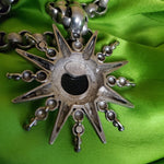 Outstanding Gerard Yosca Starburst Onyx Silvertone Pendant Thick Rolo Chain