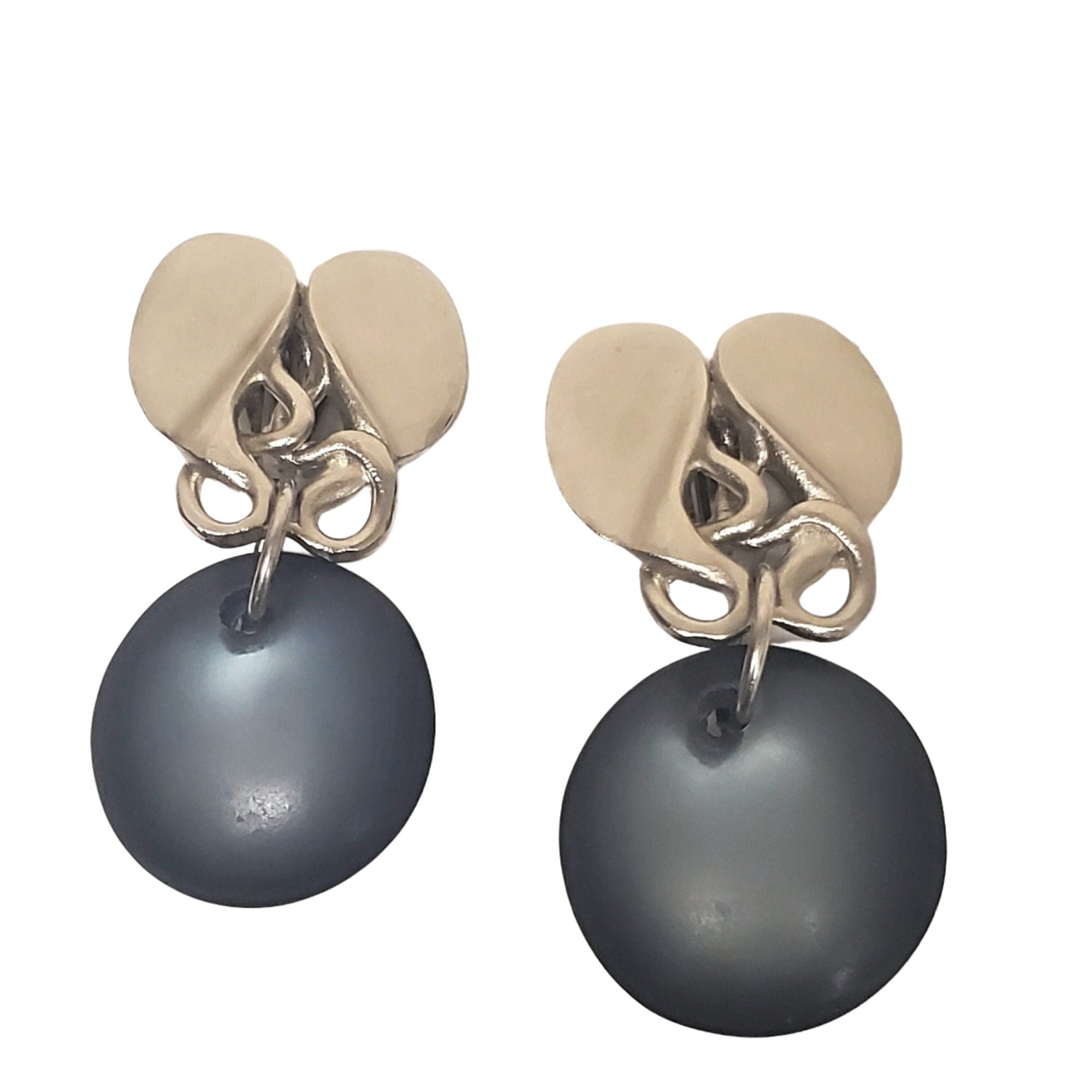 Huge Modernist Lucite Silver Tone Dangle Drop Clip On Earrings Runway Couture