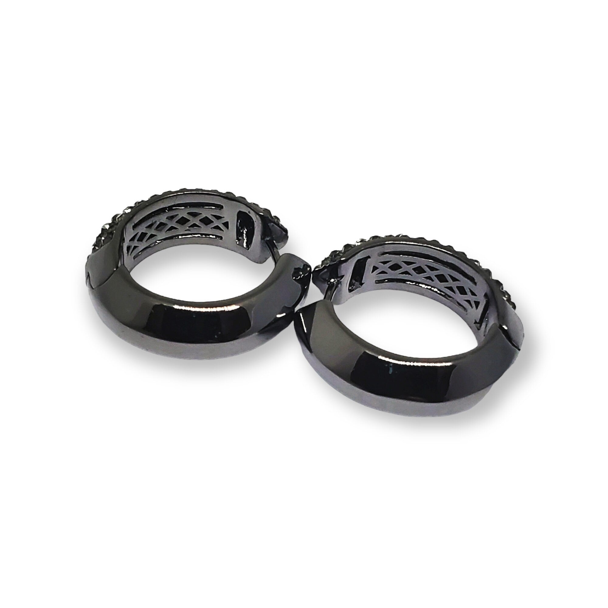 BRIGHTON Hematite Black Clear Pave Crystals Hoops, Brides Earrings, Wedding