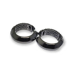 BRIGHTON Hematite Black Clear Pave Crystals Hoops, Brides Earrings, Wedding