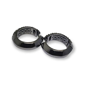 BRIGHTON Hematite Black Clear Pave Crystals Hoops, Brides Earrings, Wedding