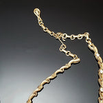CORO Gold Plated Rhinestone Tennis Choker Necklace, Drop Dangle Vintage Necklace